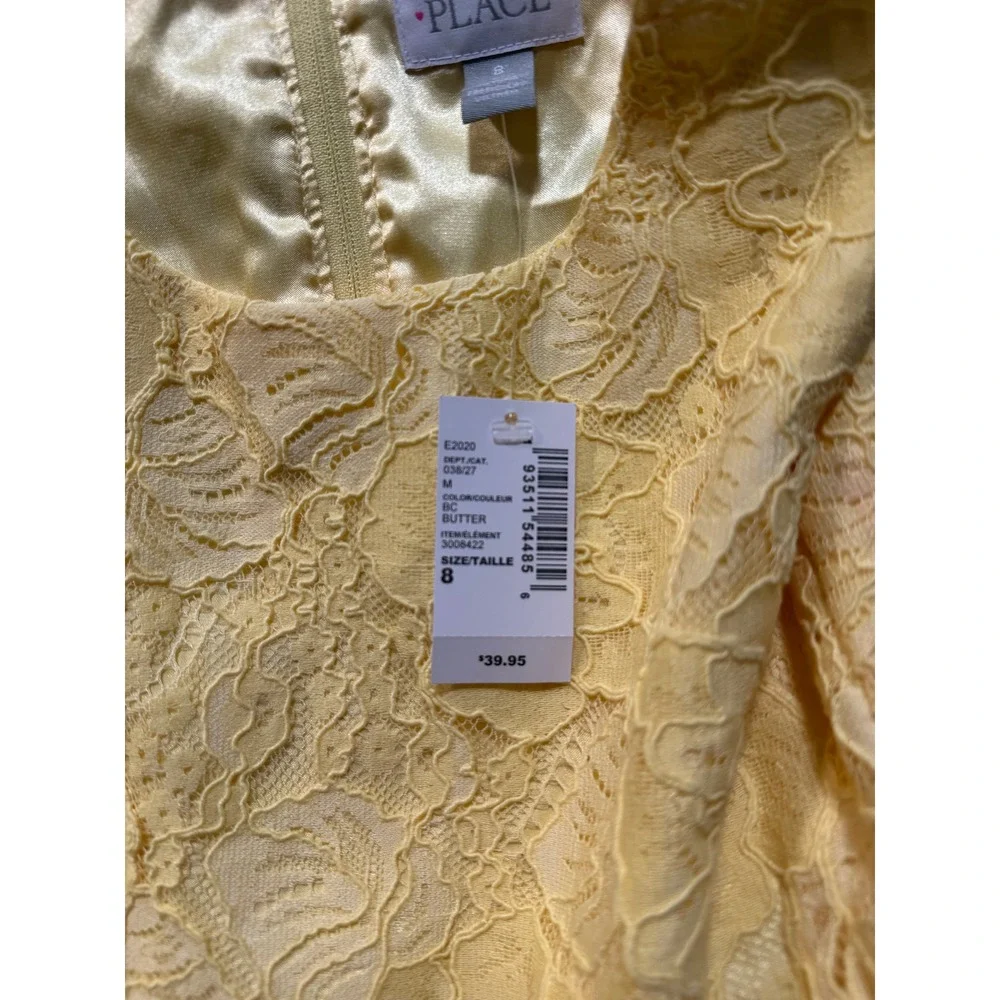 The Children's Place Lace Dress Girls 8 Butter Yellow